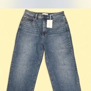 Jessica Simpson Blue wide leg boyfriend  Jeans with Studs . 30w 40L 32 inseam
